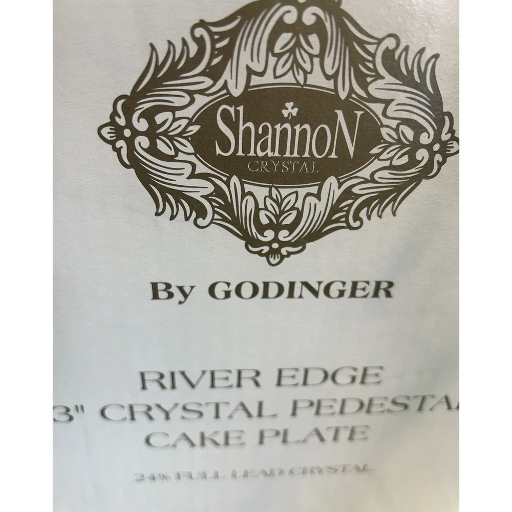 Godinger Shannon River Edge Crystal Cake Pedestal NIB Clear 13